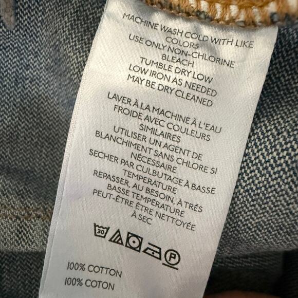 Free People cropped jeans pants long shorts denim bermuda relaxed cotton 26 - Picture 8 of 8